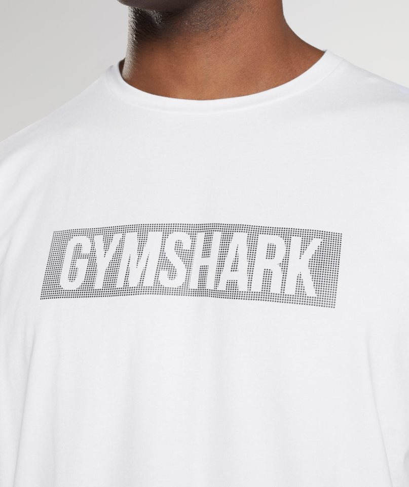 Men's Gymshark Block T-Shirts White | CA 51N73D